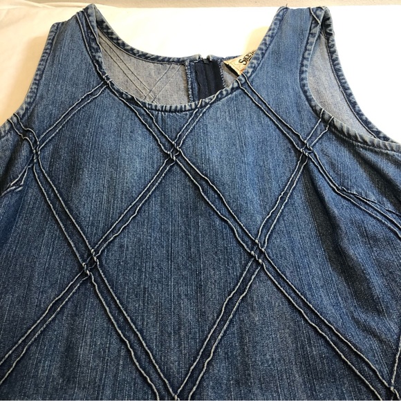 Vintage Sketchers Denim Dress Jumper Size 8 Argyle Texture Great piece!! - Picture 4 of 10
